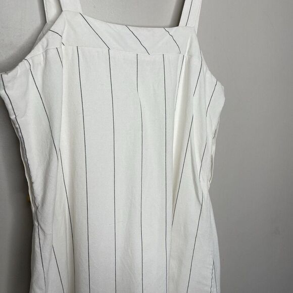 HEARTLOOM Rhea Dress Women XS Side Button Striped Mini Linen Blend Sleeveless - Picture 10 of 13